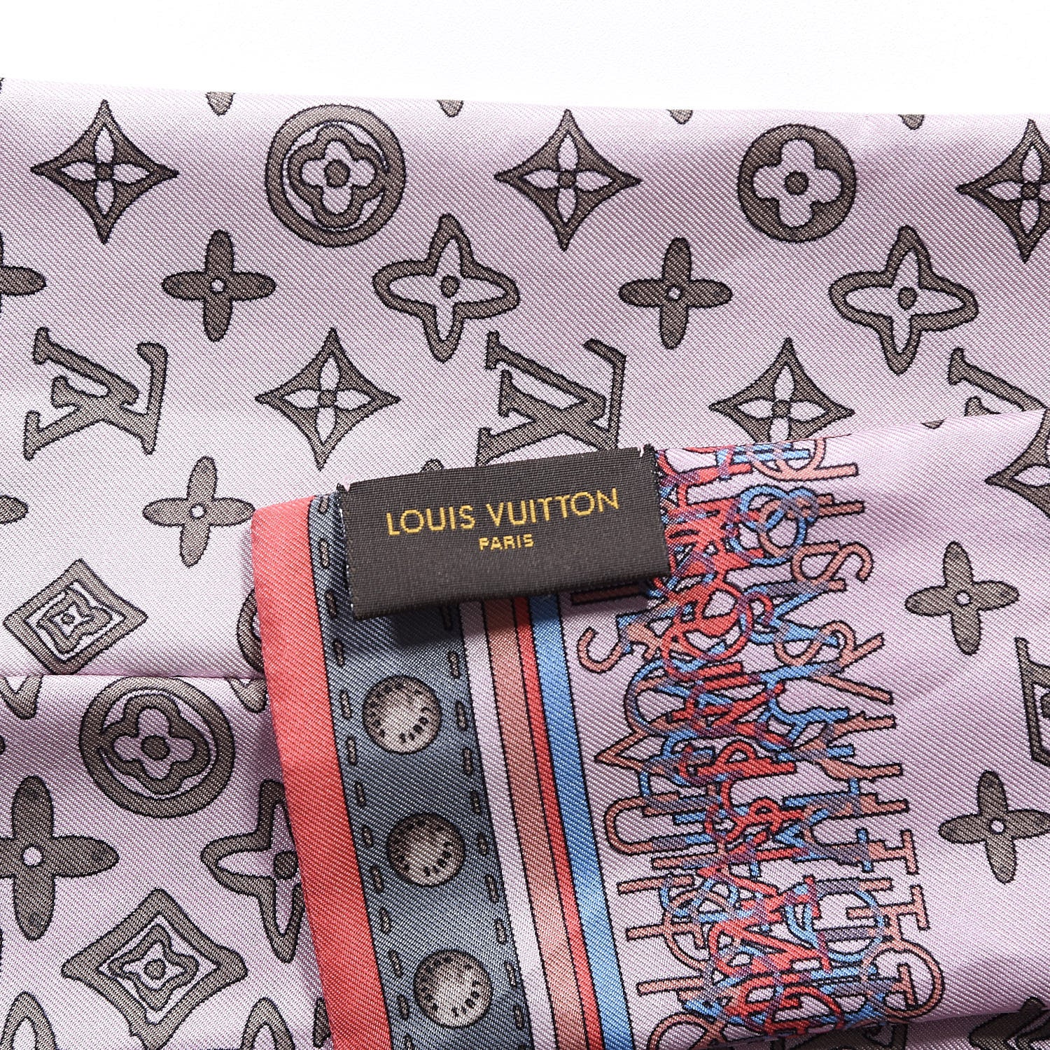 Louis Vuitton Silk Monogram Map Bandeau Lilac Mango 6 of 6