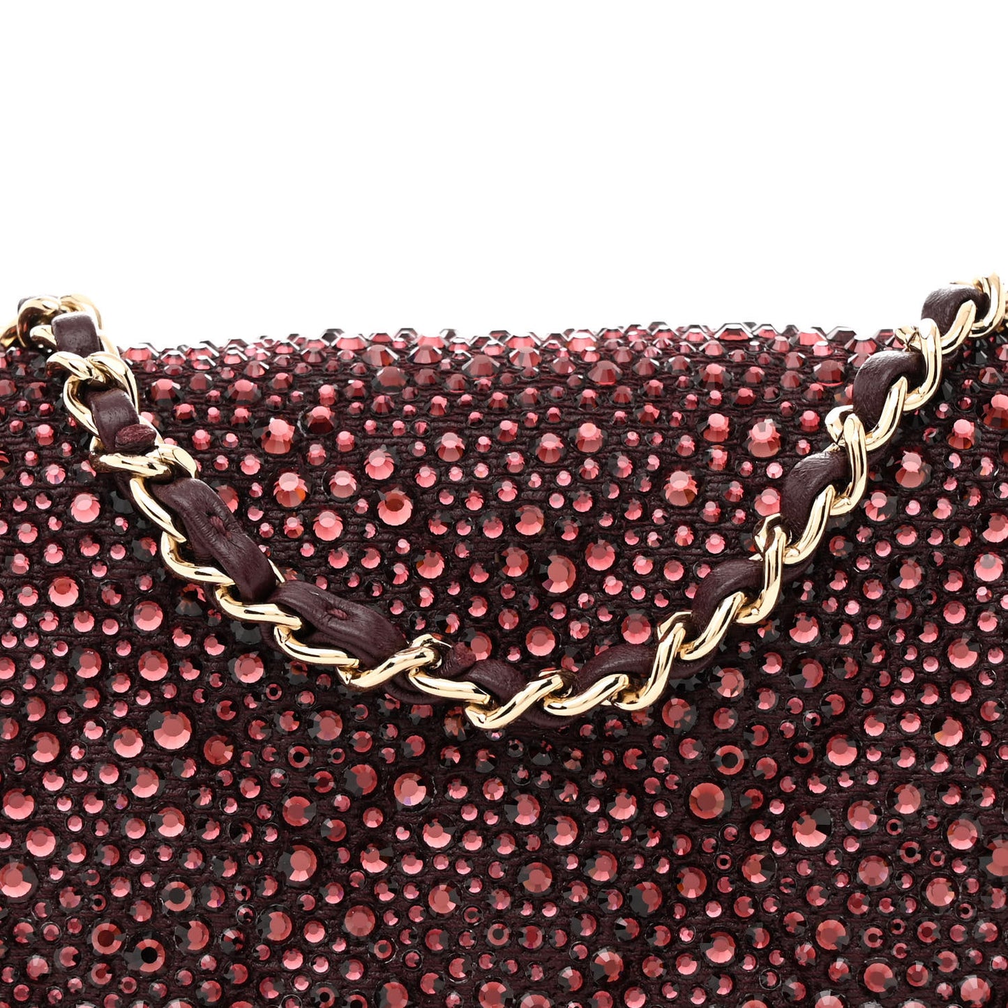 Lambskin Crystal Diamante Small Flap Burgundy