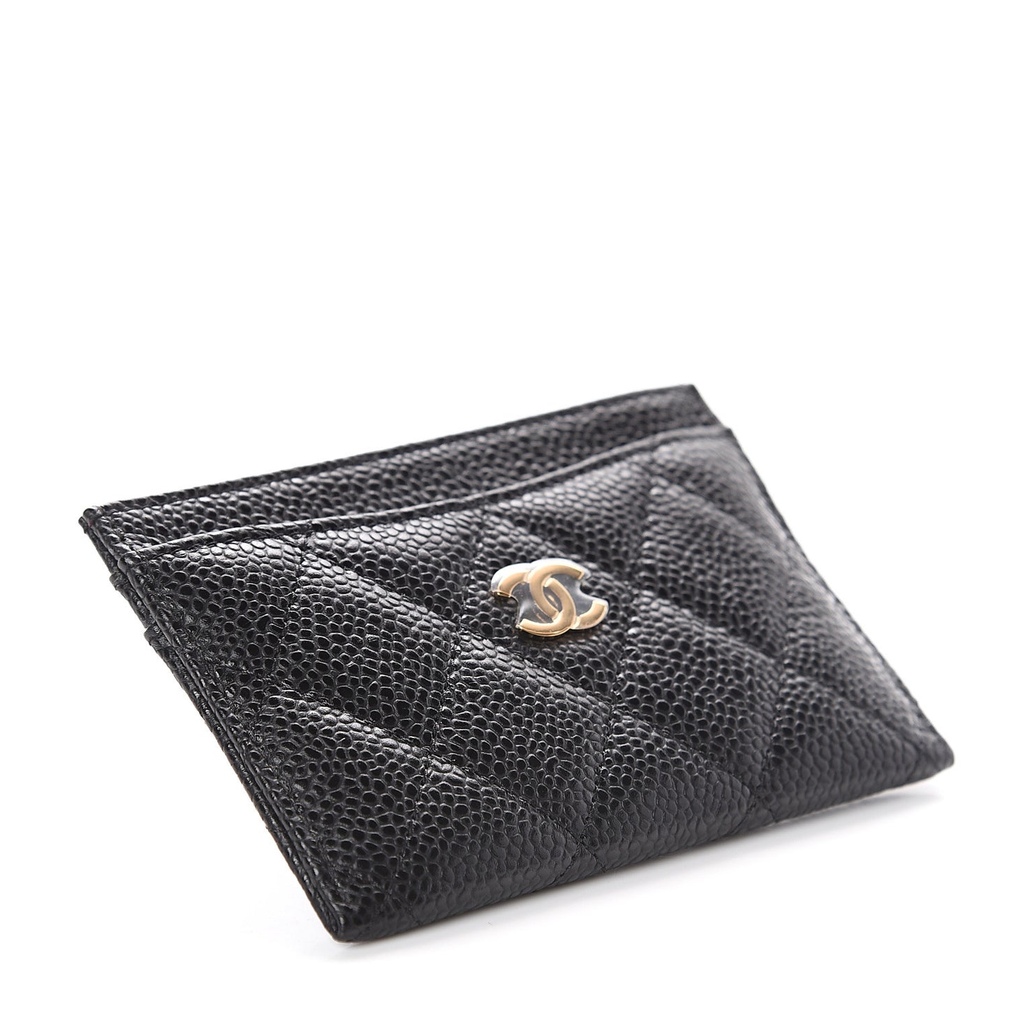 Caviar Quilted Card Holder Black