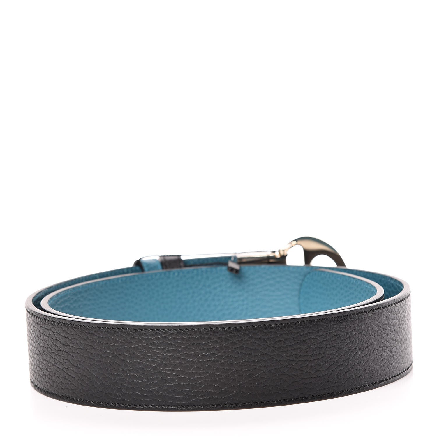 Gucci Dollar Calfskin 1973 Reversible Belt 100 40 Black Deep Cobalt 3 of 7