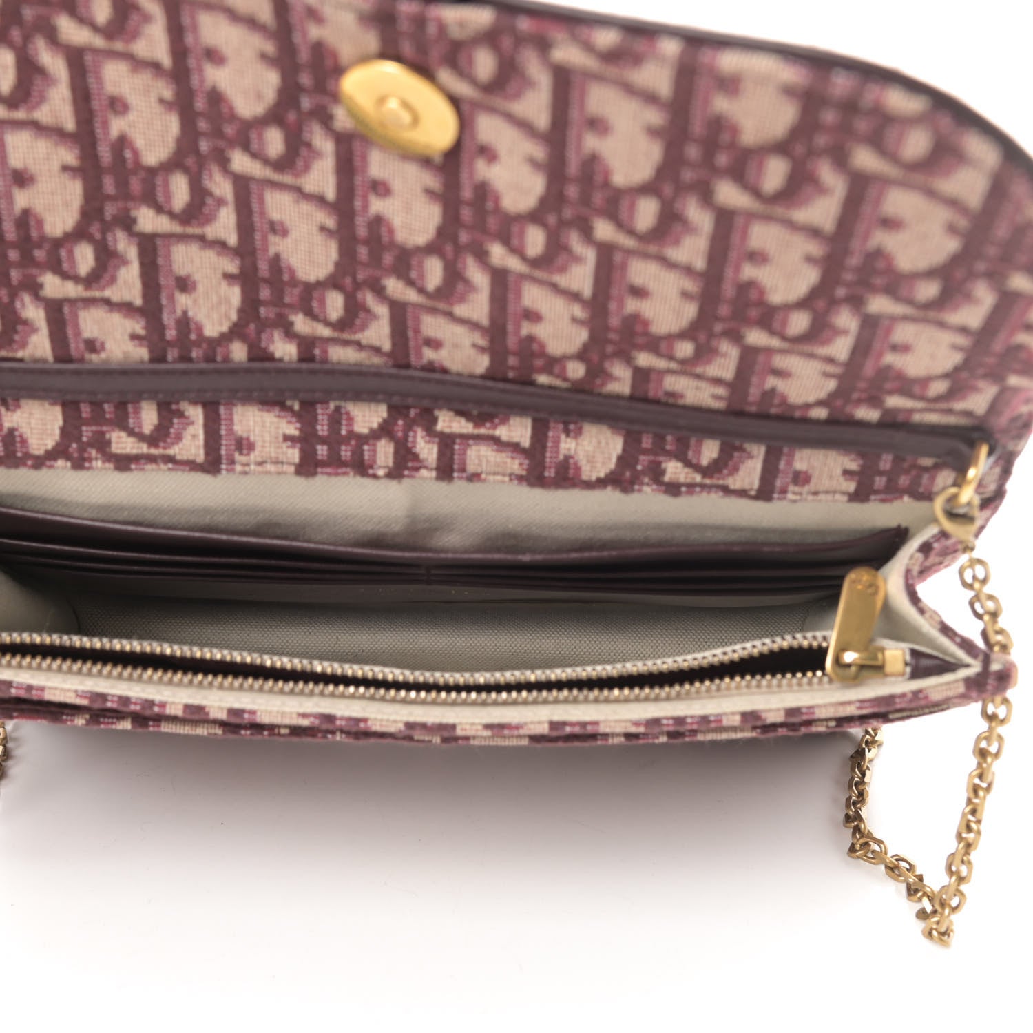 Christian Dior Oblique Saddle Chain Pouch Burgundy 5 of 11