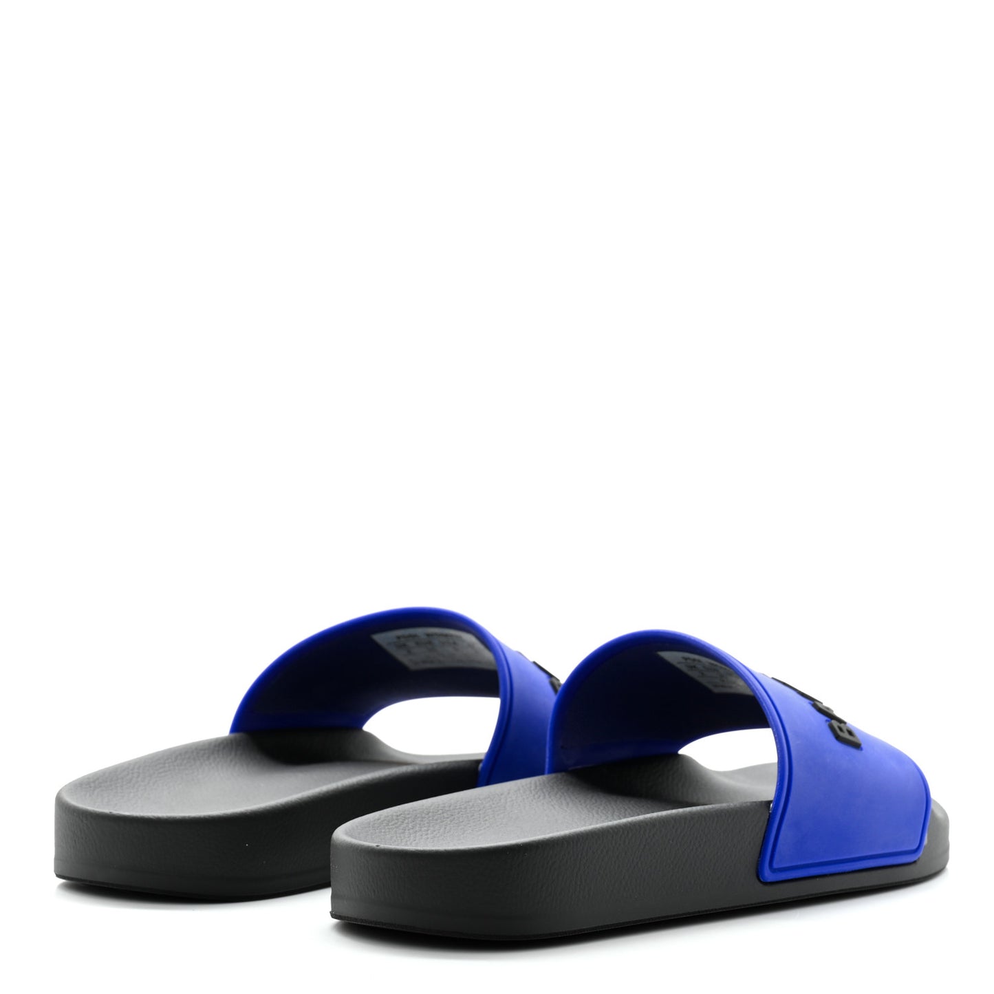 Rubber Logo Womens Pool Slide Sandals 35 Blue Black