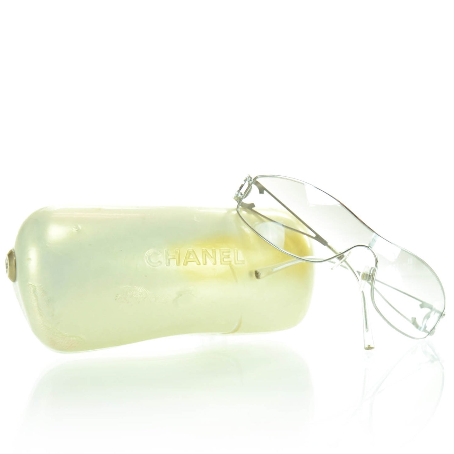 Crystal CC Logo Sunglasses Silver