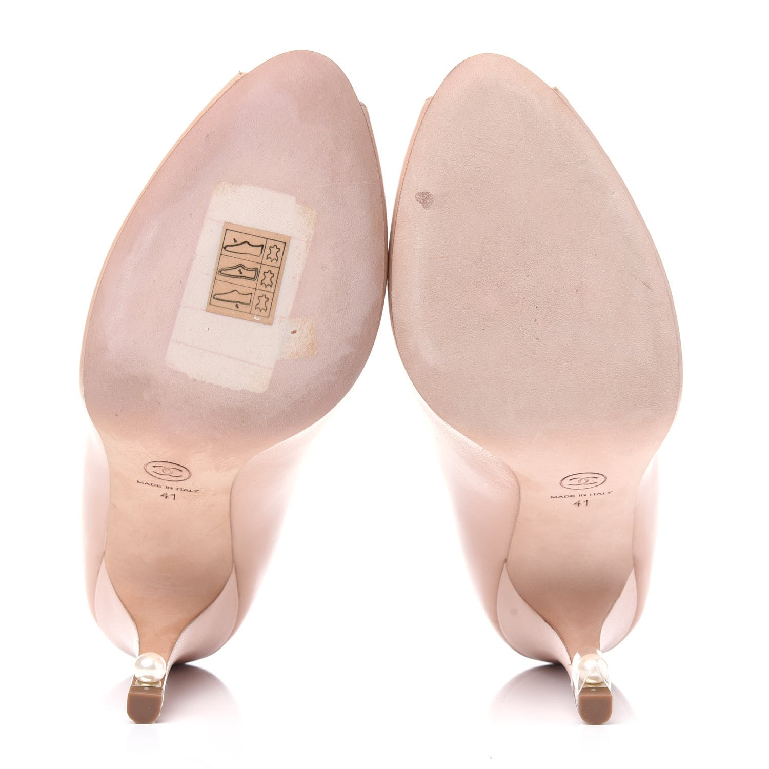 Chanel Lambskin Pearl Peep Toe Pumps 41 Light Beige 5 of 16