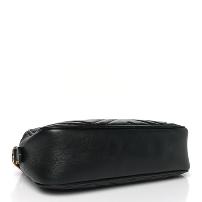Gucci Calfskin Matelasse Small GG Marmont Chain Shoulder Bag Black 4 of 10