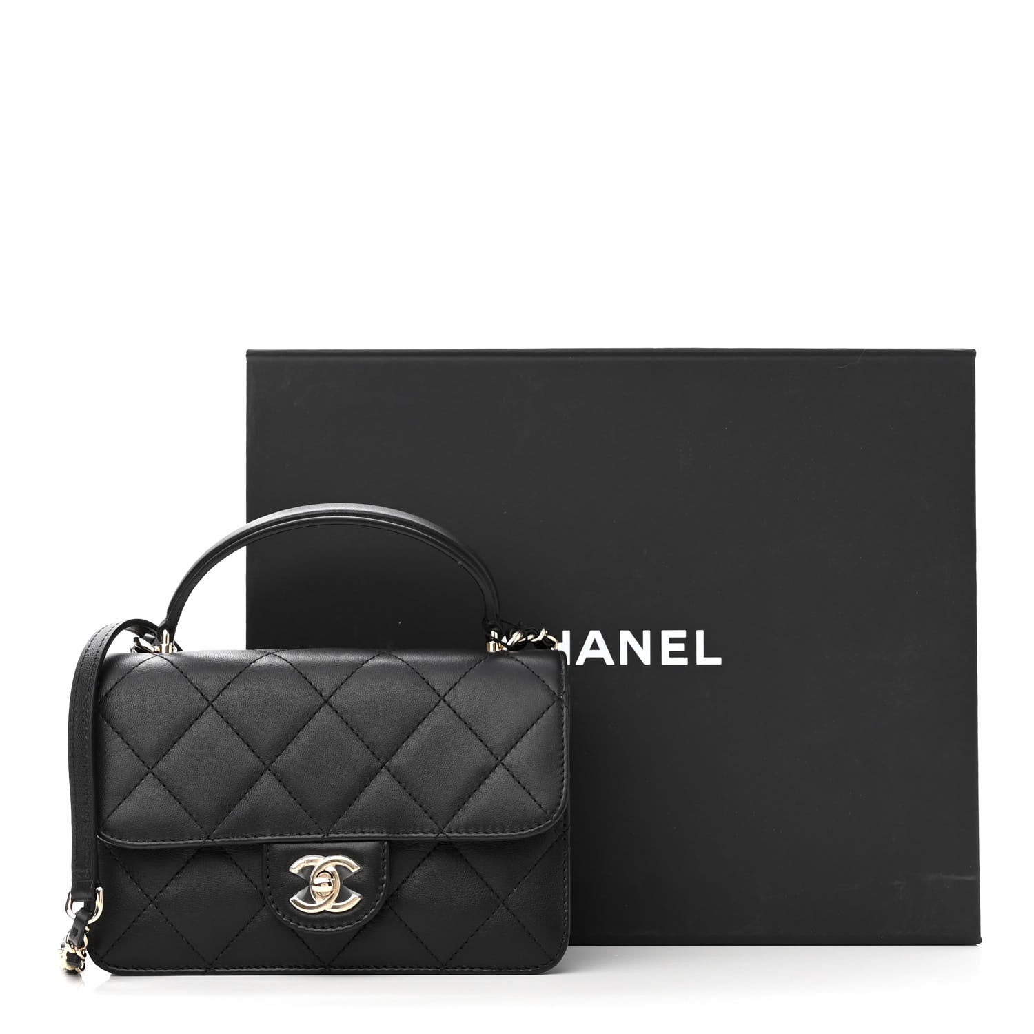 Chanel Calfskin Quilted Small Top Handle Flap Black 10 of 10