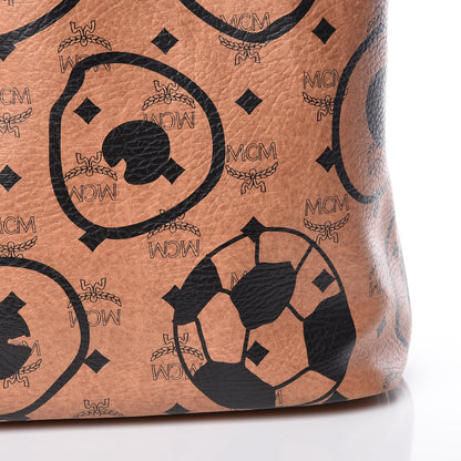 MCM Visetos Soccer Medium Shopper Tote Cognac 10 of 10