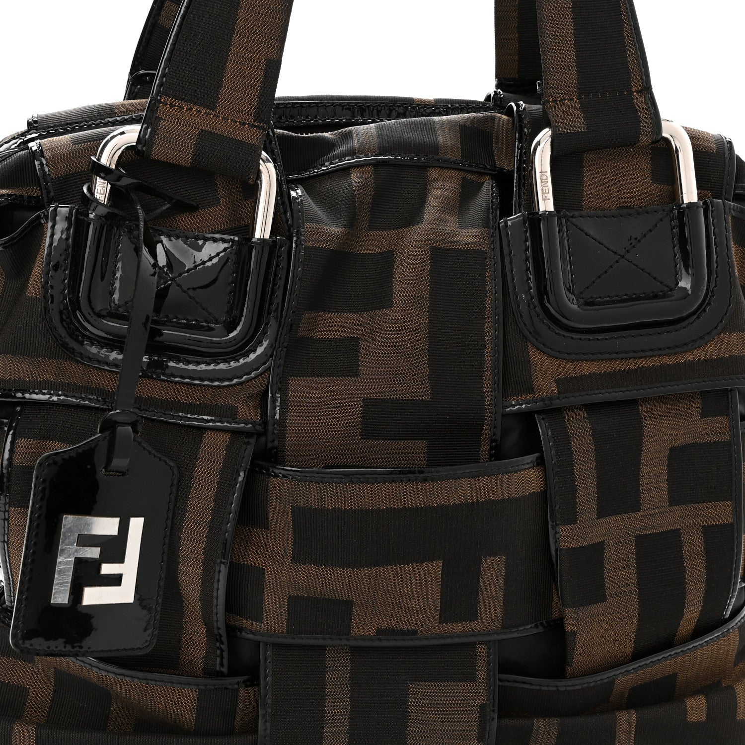 Fendi Patent Zucca Crossword Grande Bag Tobacco 7 of 11