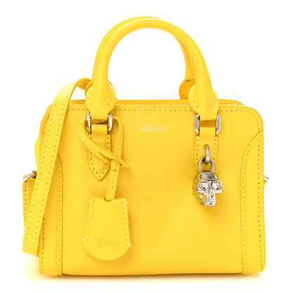 Alexander McQueen Pebbled Calfskin Mini Skull Padlock Zip Around Tote Imperial Yellow 1 of 16