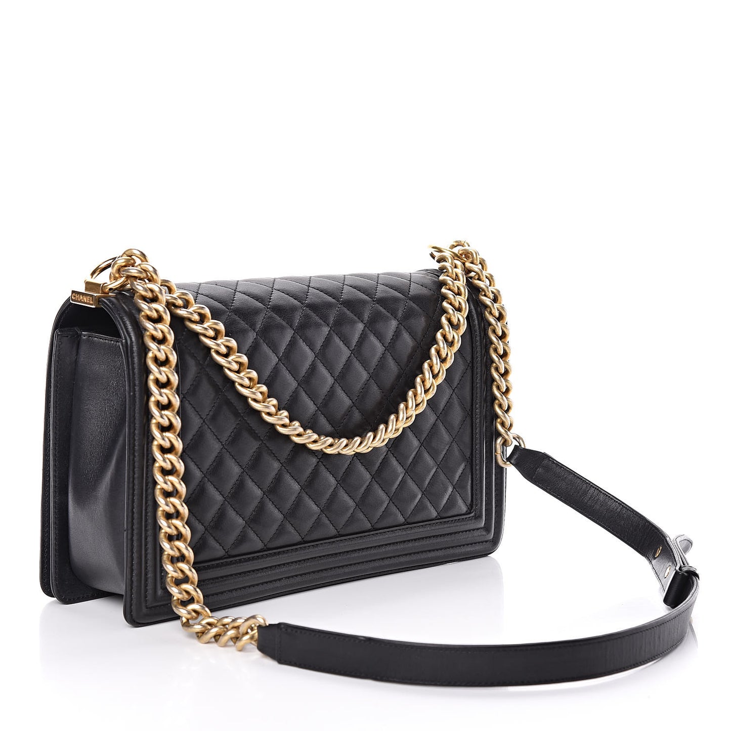 Calfskin Quilted New Medium Boy Flap Black