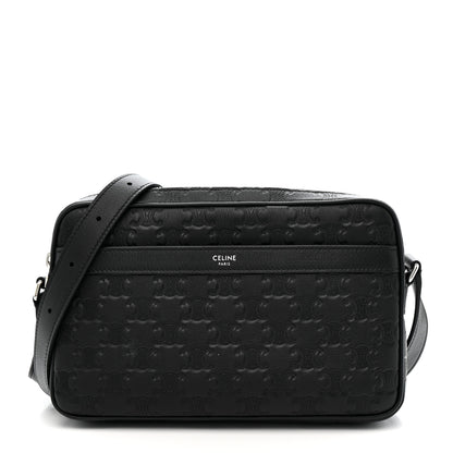 Celine Calfskin Triomphe Embossed Medium Messenger Bag Black 1 of 11