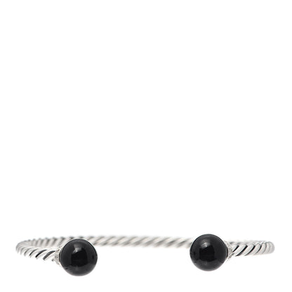 David Yurman Sterling Silver Diamond Onyx 9mm Solari Bracelet 1 of 4