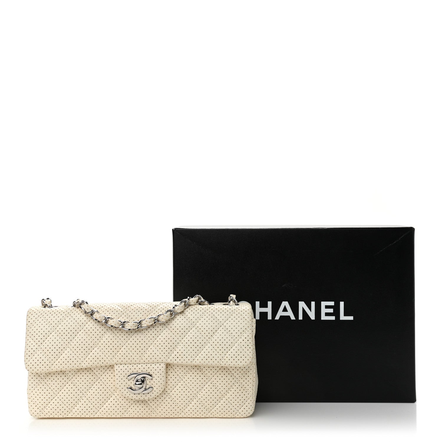 Chanel Lambskin Perforated East West Flap White 13 of 13