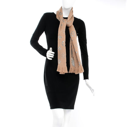 Louis Vuitton Wool Silk Logomania Shine Scarf Beige 2 of 4