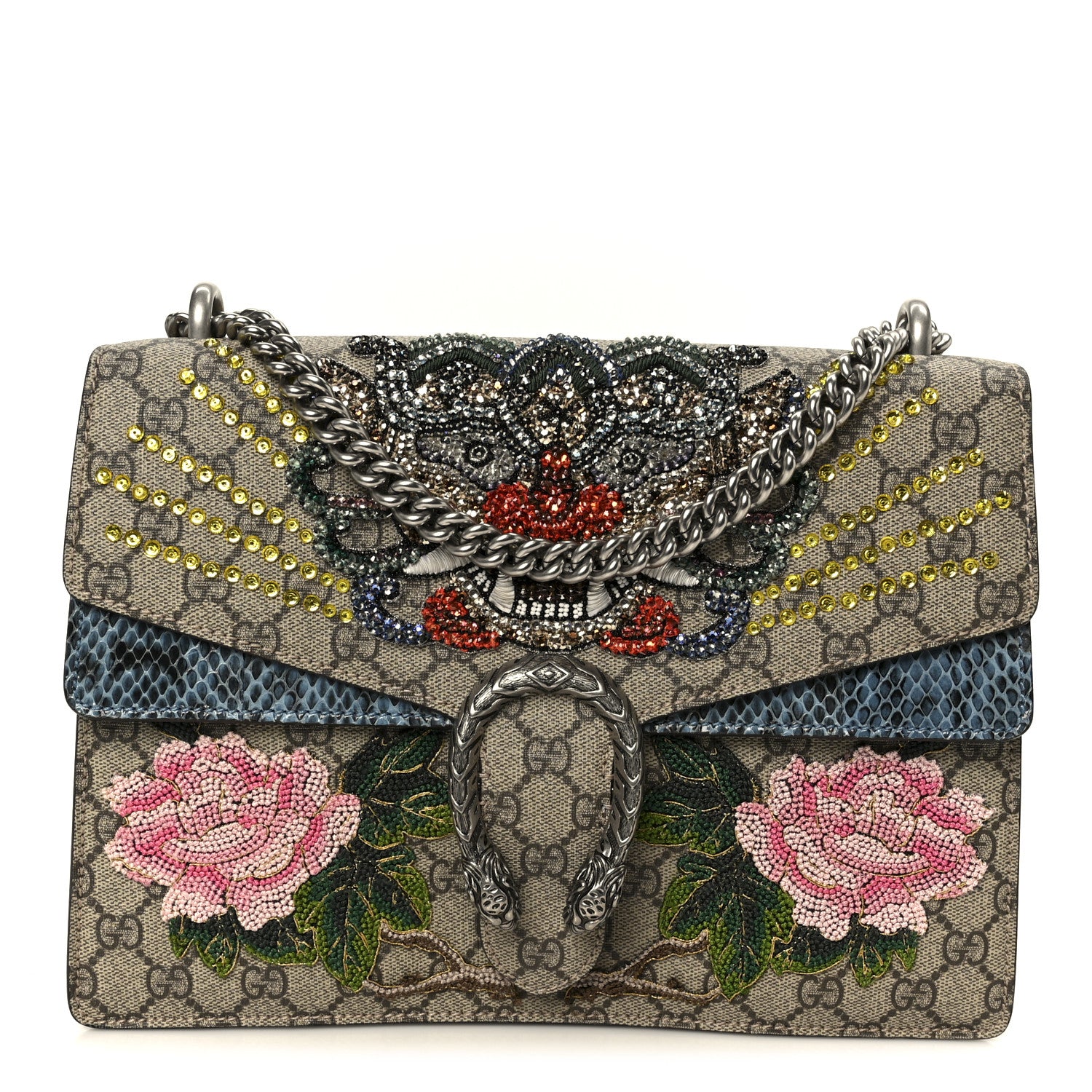 Gucci GG Supreme Monogram Python Embroidered Medium Dionysus Shoulder Bag 1 of 10