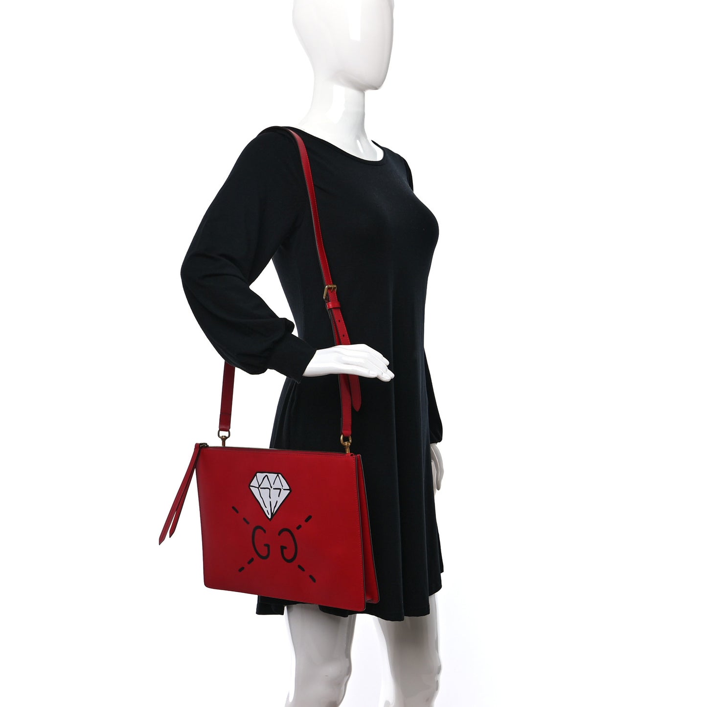 Calfskin Diamond GG Messenger Bag Red