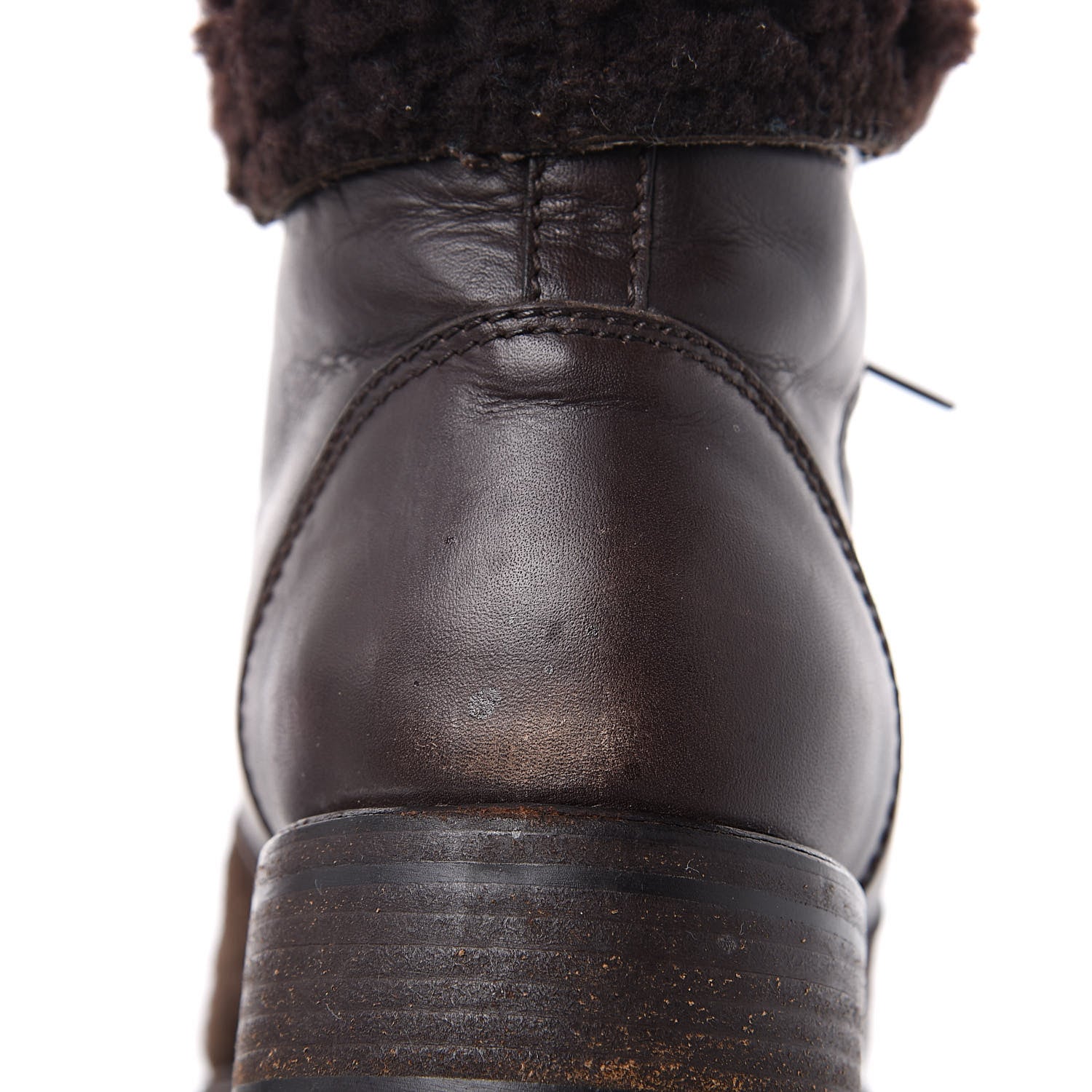 Chanel Suede Calfskin Shearling Cap Toe CC Short Boots 38 Brown 13 of 13