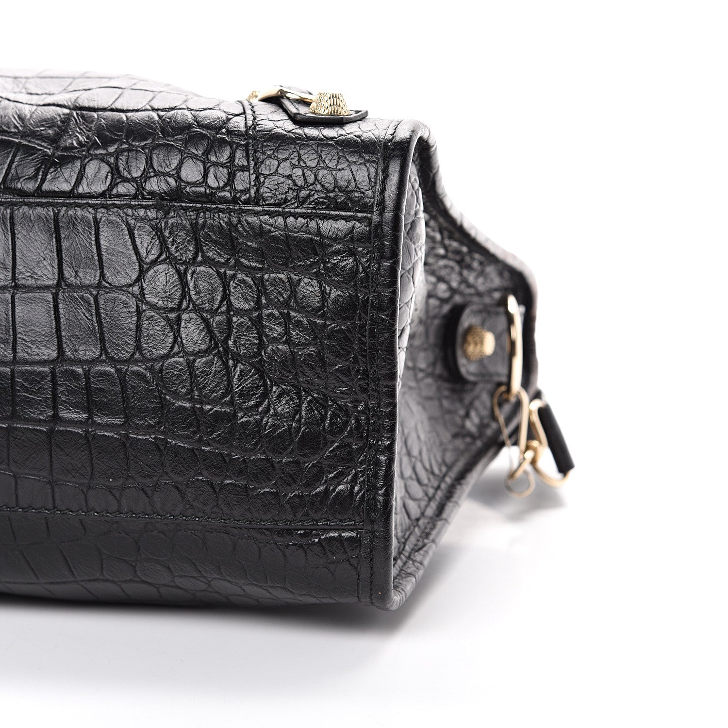 Balenciaga Calfskin Crocodile Embossed Giant 12 Gold Hardware City Black 9 of 14