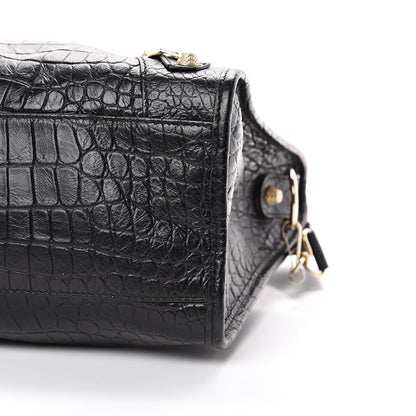 Balenciaga Calfskin Crocodile Embossed Giant 12 Gold Hardware City Black 9 of 14