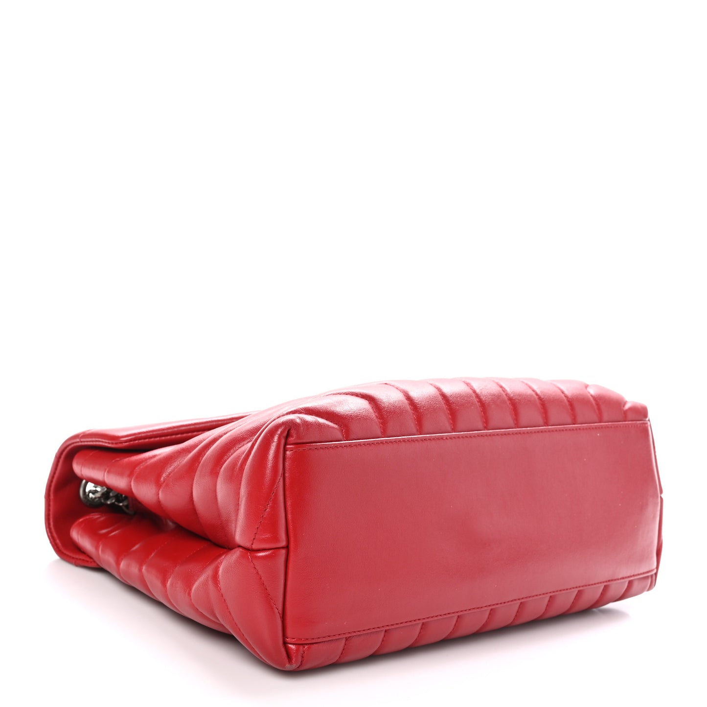 Calfskin Y Quilted Monogram Medium Loulou Chain Satchel Lipstick Red
