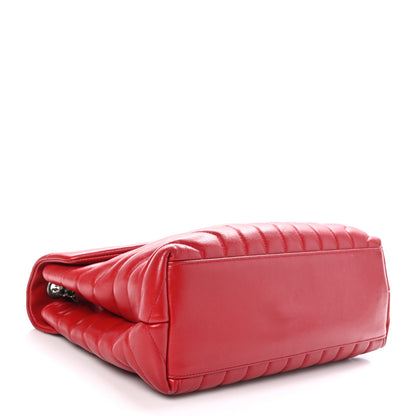 Saint Laurent Calfskin Y Quilted Monogram Medium Loulou Chain Satchel Lipstick Red 4 of 10