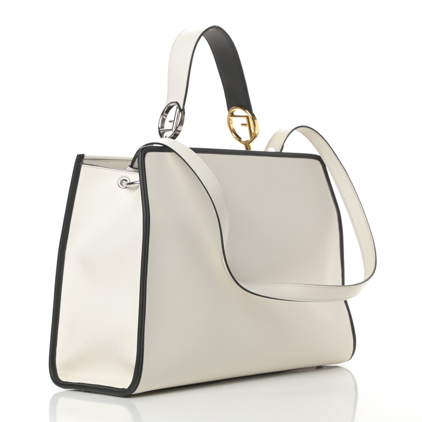 Vitello Century Velvet F is Fendi FF Embroidered Regular Runaway Satchel White Black