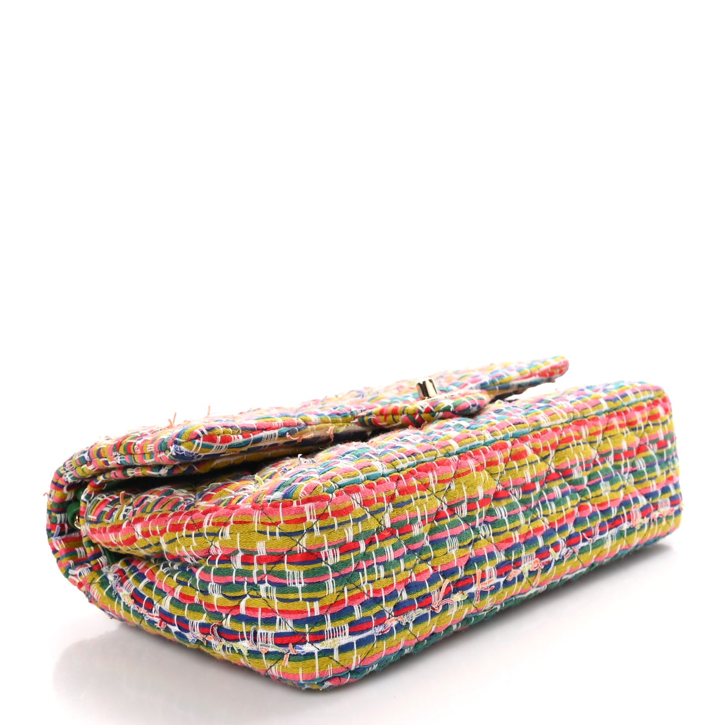 Tweed Quilted Medium Double Flap Green Multicolor