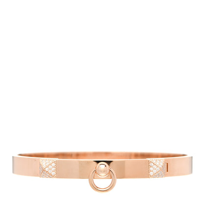 Hermes 18K Rose Gold Diamond PM Collier De Chien Bracelet SH 1 of 4