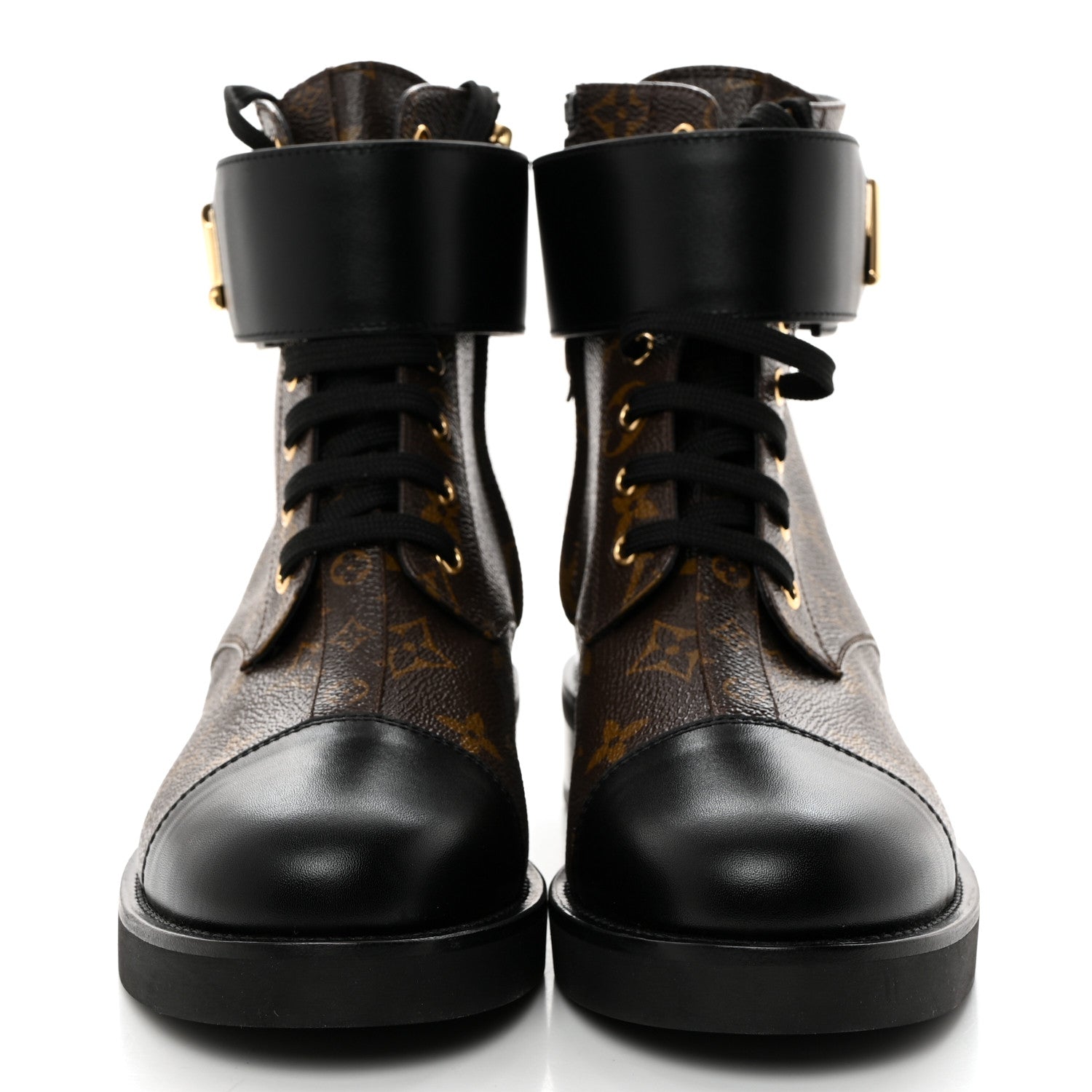 Louis Vuitton Calfskin Monogram Wonderland Flat Ranger Boots 39 Black 2 of 9