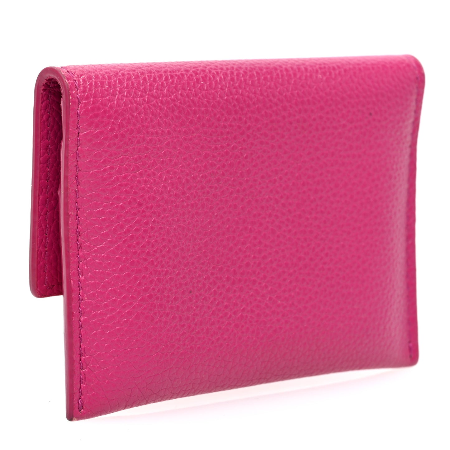 Grained Calfskin Flap Card Holder Pink