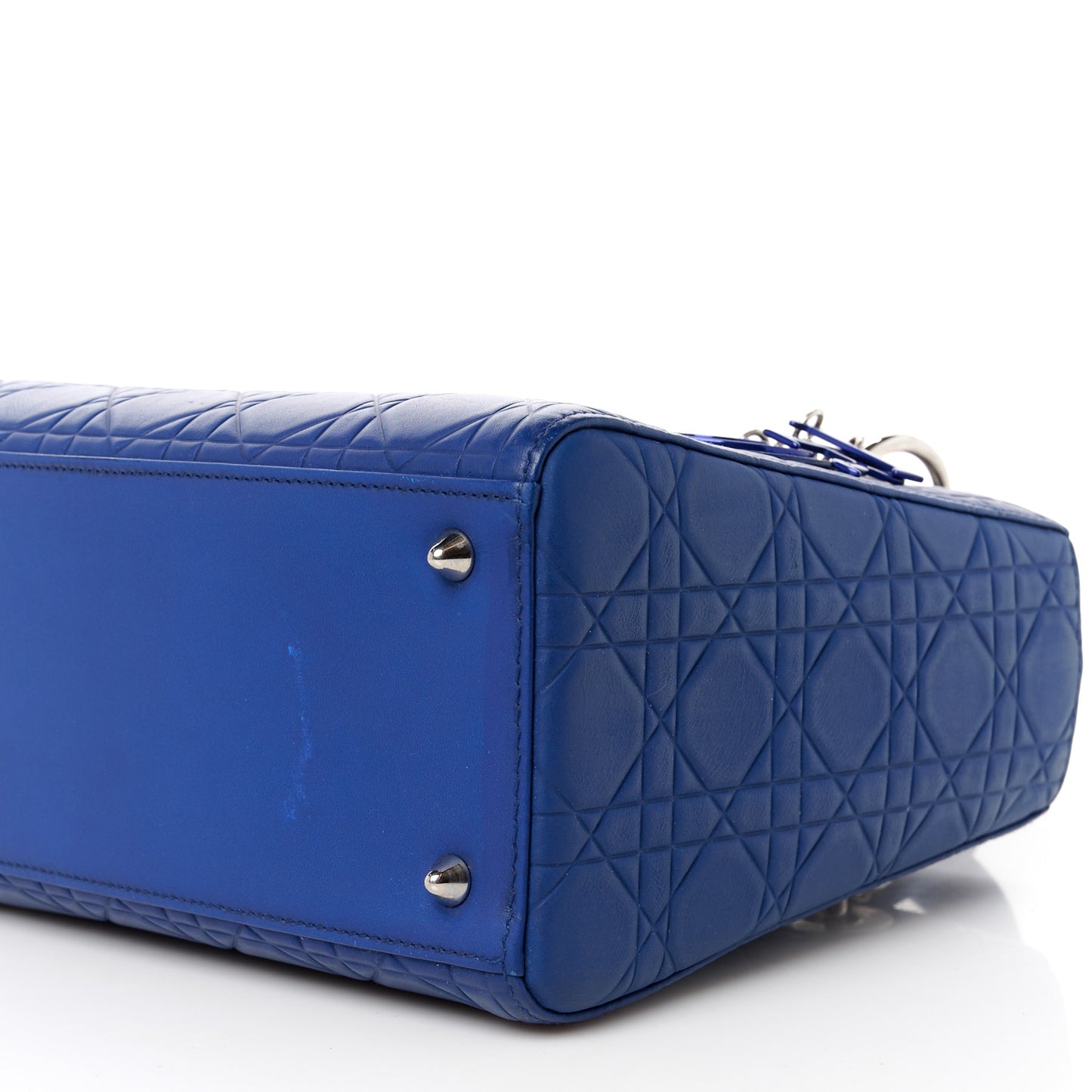 Ultra Matte Calfskin Embossed Cannage Medium Lady Dior Blue