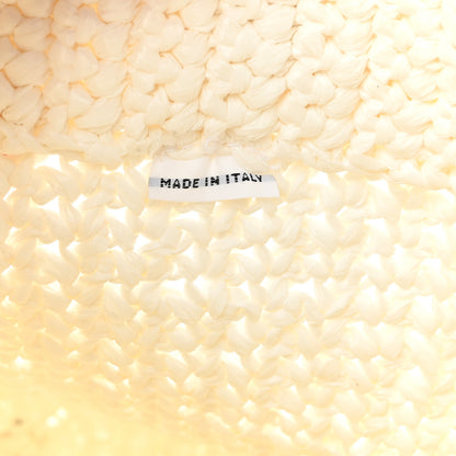Prada Yarn Raffia Effect Crochet Small Logo Tote Bianco 7 of 10