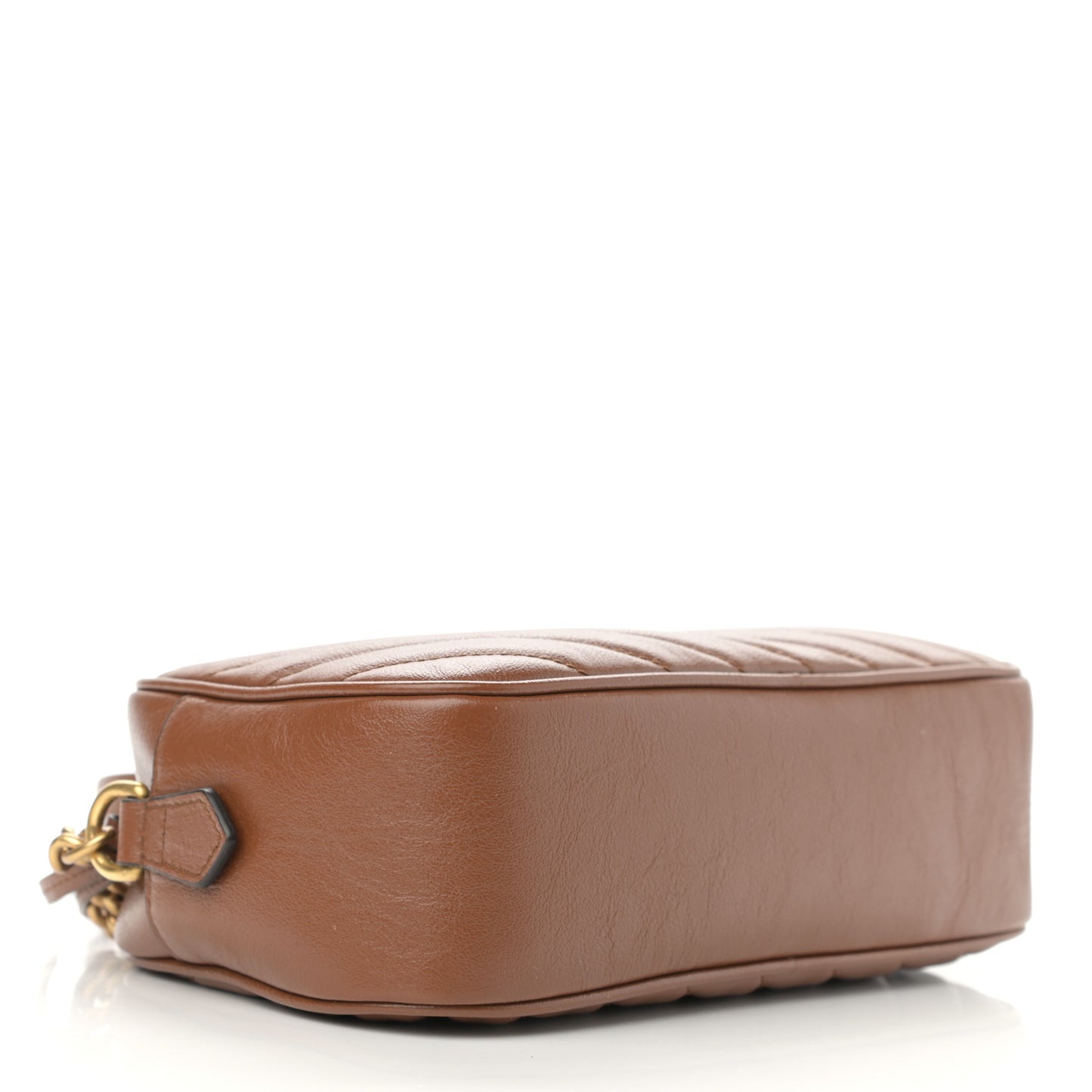 Glazed Calfskin Matelasse Diagonal Small GG Marmont Chain Shoulder Bag Cuir