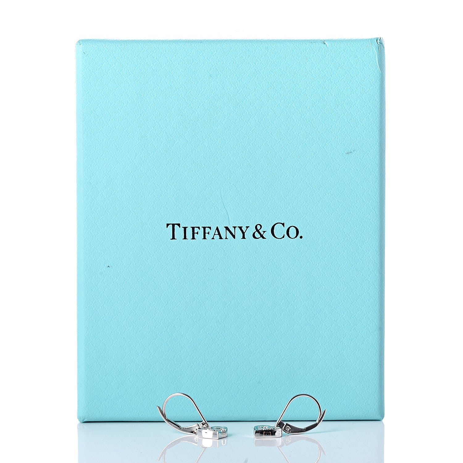 Tiffany Platinum Diamond Heart Drop Earrings 5 of 5