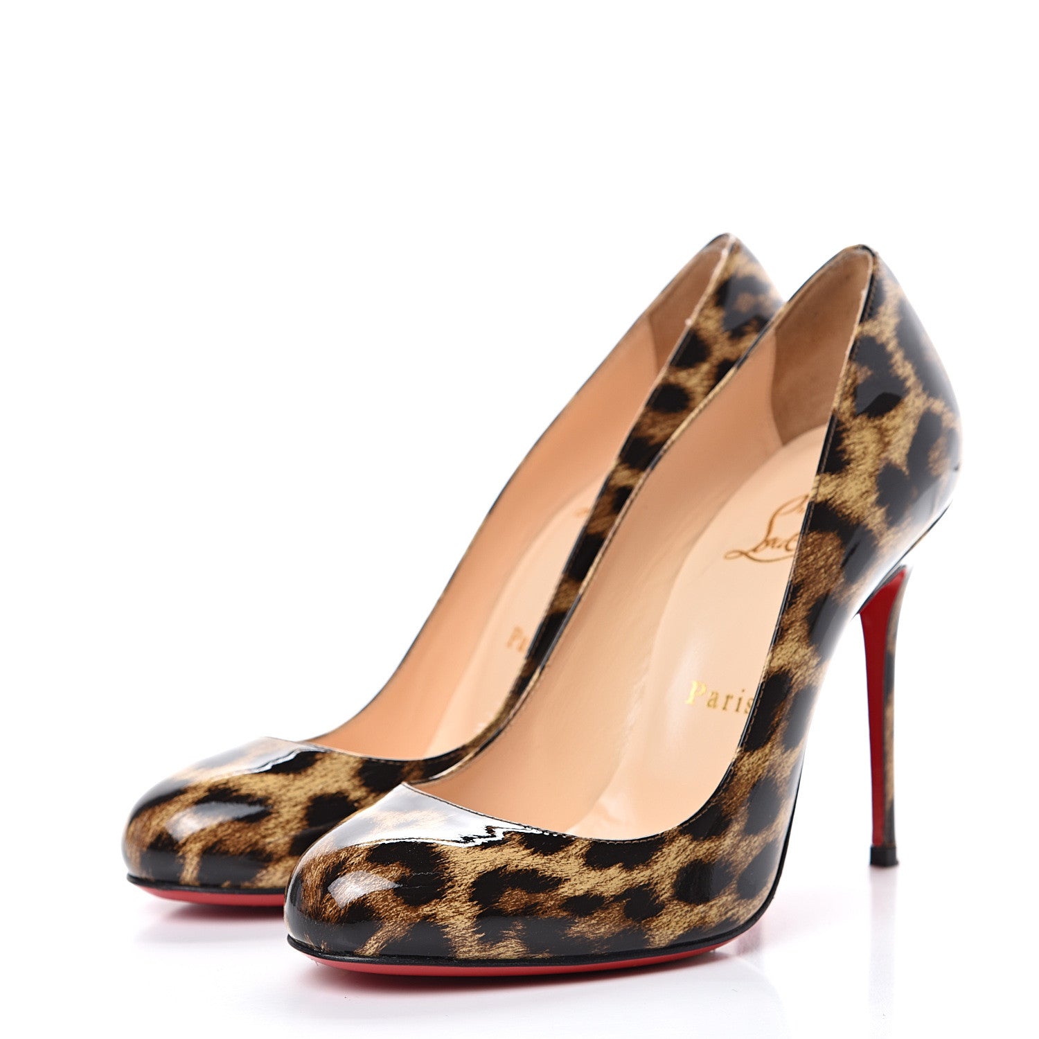 Christian Louboutin Patent Leopard Dorissima 100 Pumps 37 Brown 3 of 12
