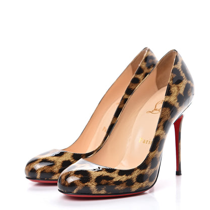Christian Louboutin Patent Leopard Dorissima 100 Pumps 37 Brown 3 of 12