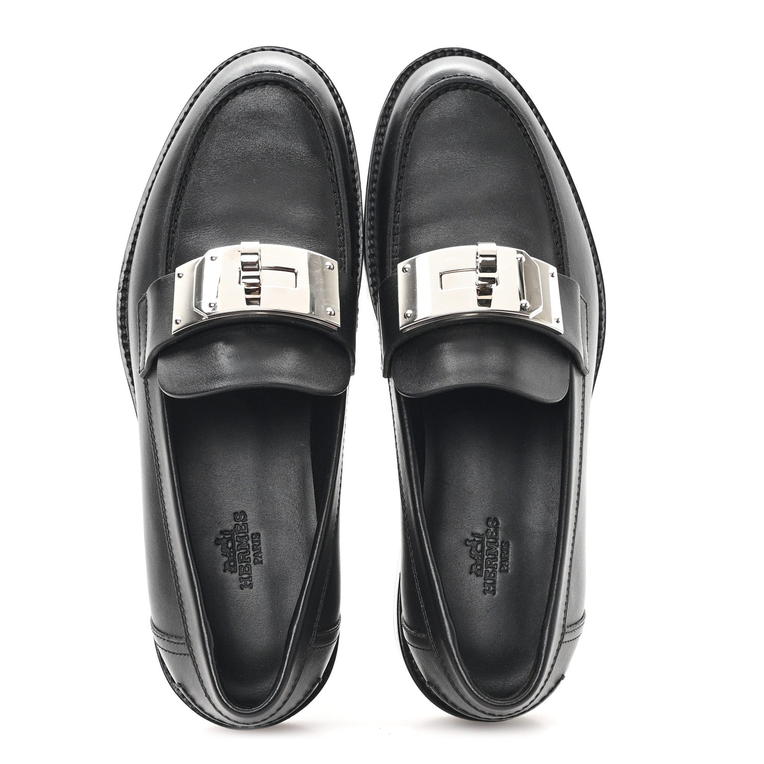 Hermes Calfskin Womens Hot Loafer 37 Black 2 of 10