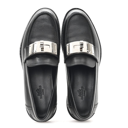 Hermes Calfskin Womens Hot Loafer 37 Black 2 of 10