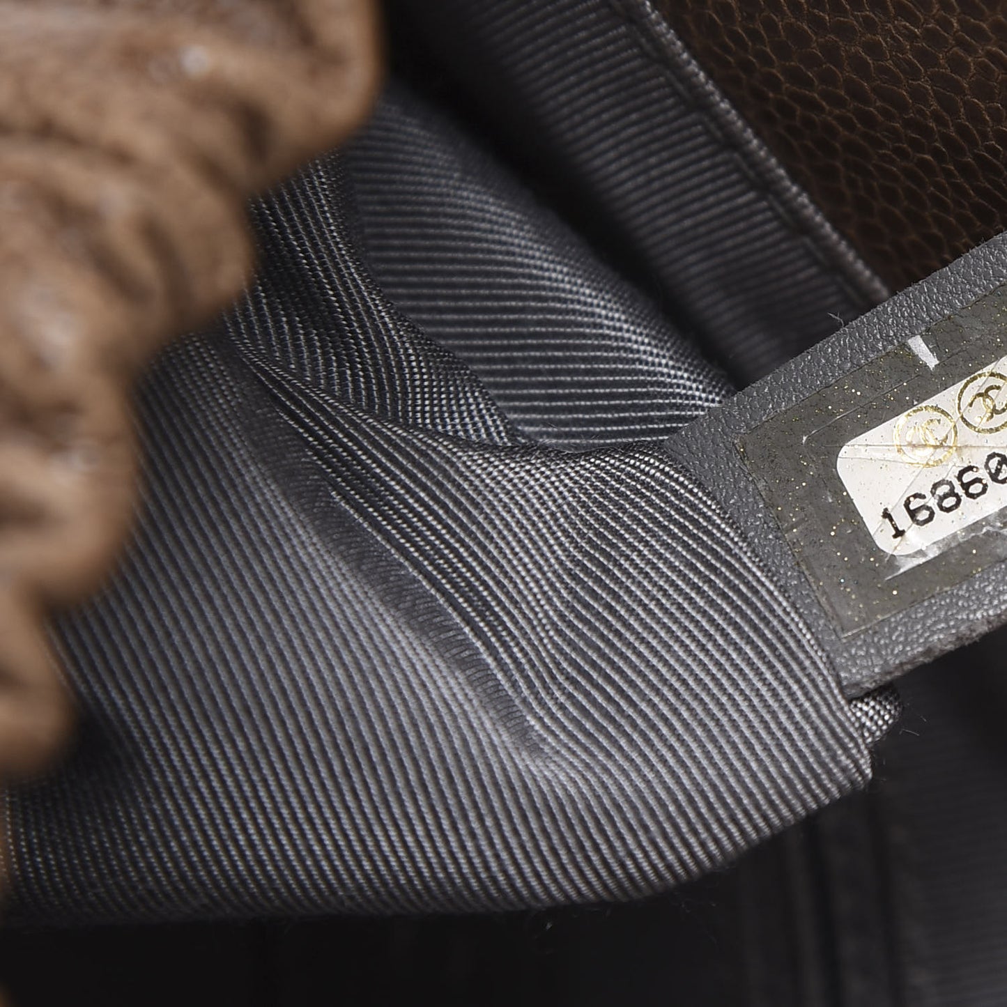 Caviar Quilted Medium Elastic Flap Brown