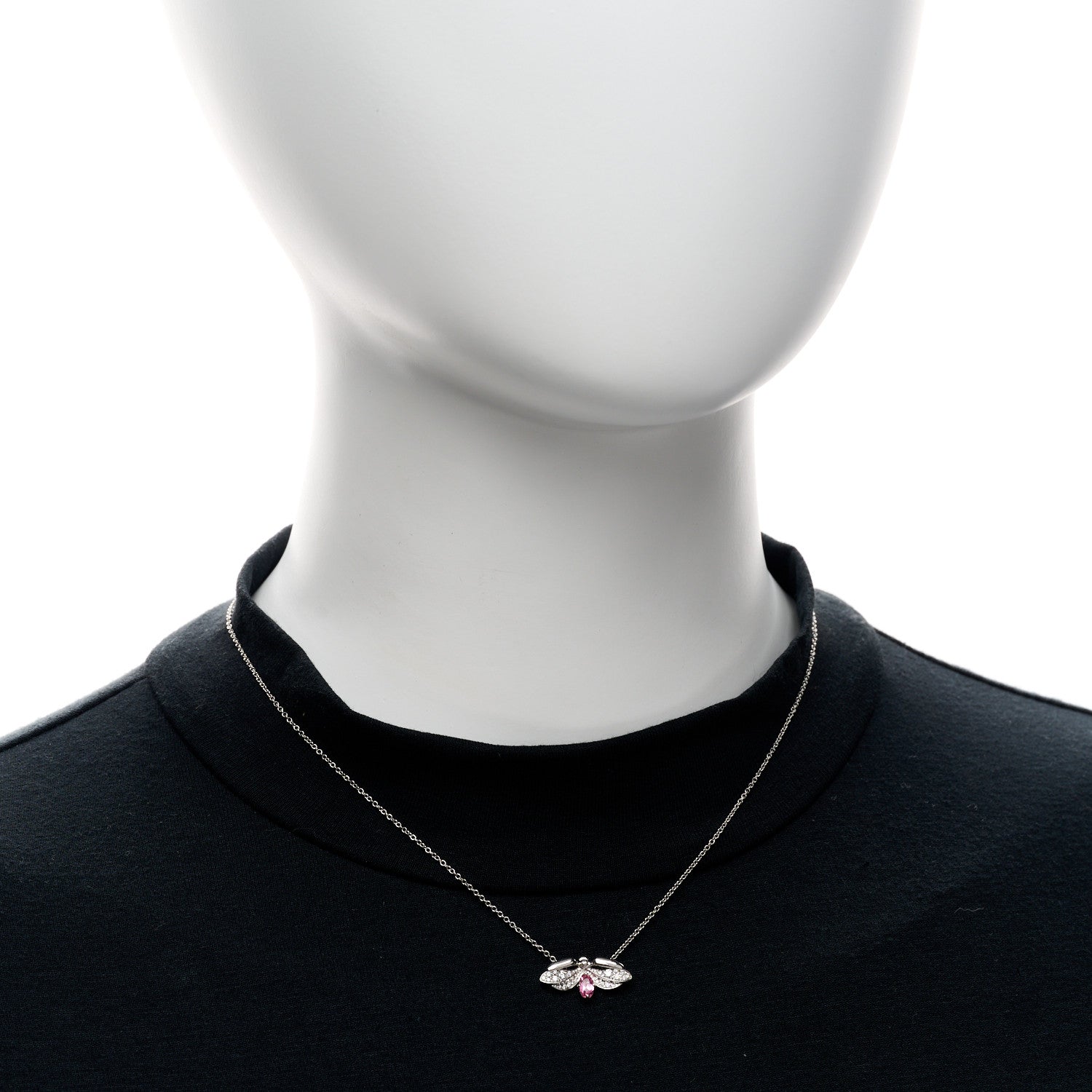 Tiffany Platinum Diamond Pink Tourmaline Paper Flowers Firefly Pendant Necklace 2 of 5