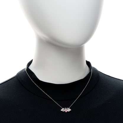 Tiffany Platinum Diamond Pink Tourmaline Paper Flowers Firefly Pendant Necklace 2 of 5