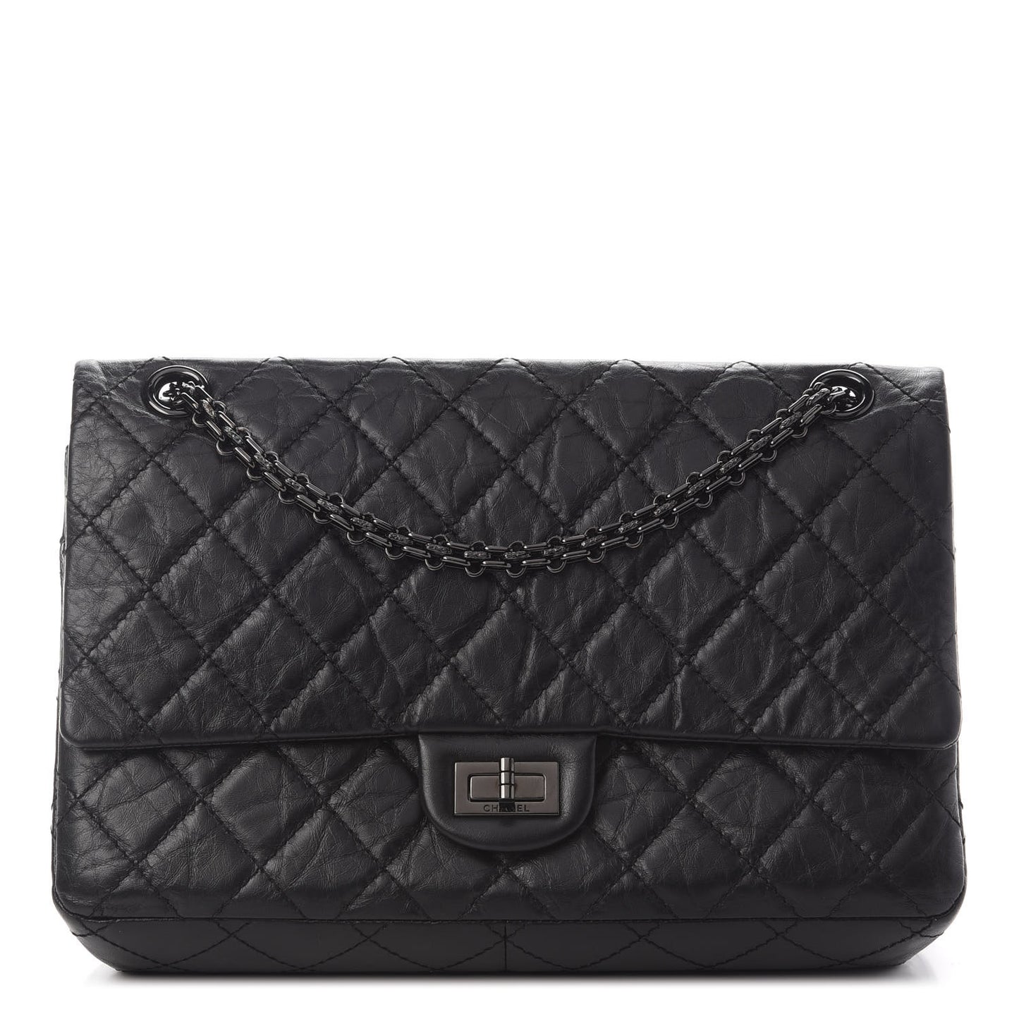 Aged Calfskin Quilted 2.55 Reissue 226 Flap So Black
