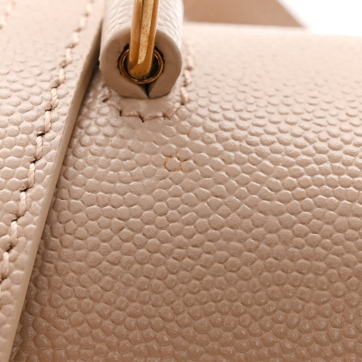 Saint Laurent Grain de Poudre Mini Classic Monogram Cassandra Top Handle Beige 10 of 10