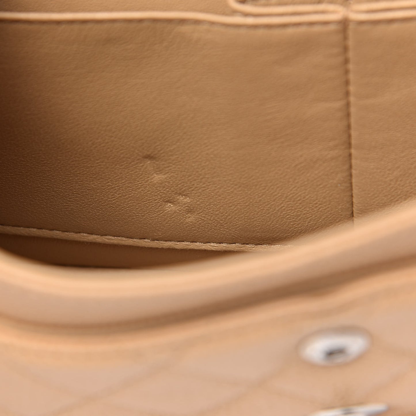 Caviar Quilted Medium Double Flap Beige