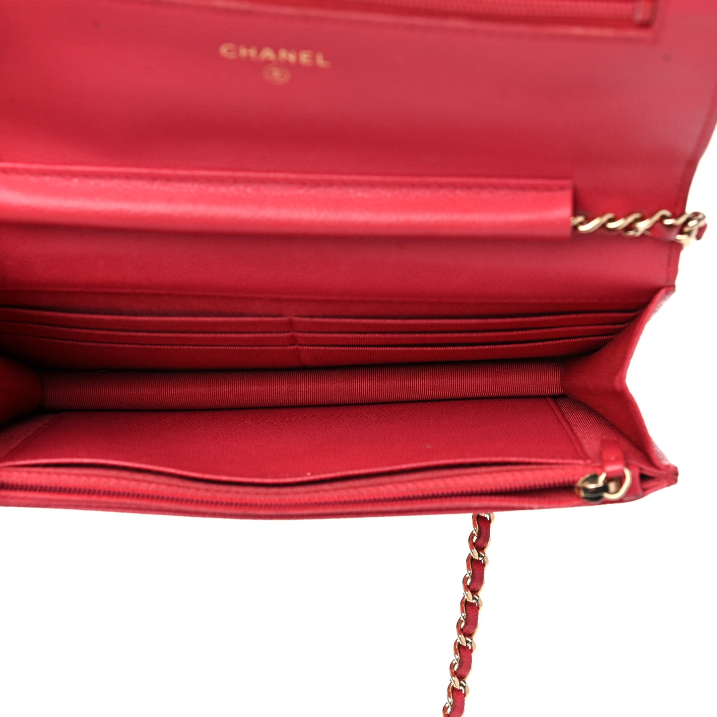 Caviar Quilted Wallet On Chain WOC Dark Pink