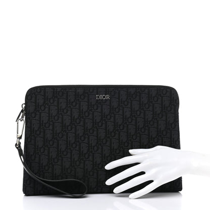 Christian Dior Oblique Jacquard Triangle Case Black Multicolor 2 of 7