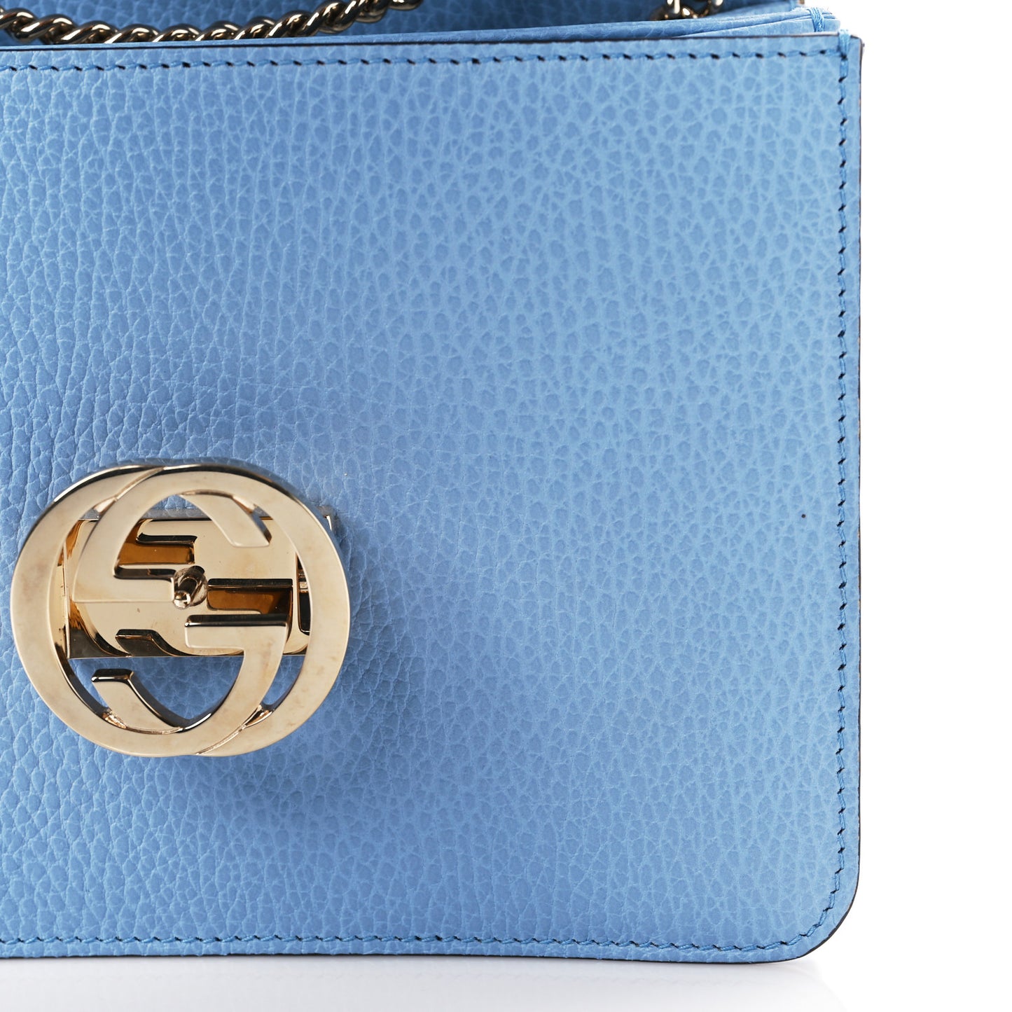 Dollar Calfskin Small Interlocking G Shoulder Bag Mineral Blue