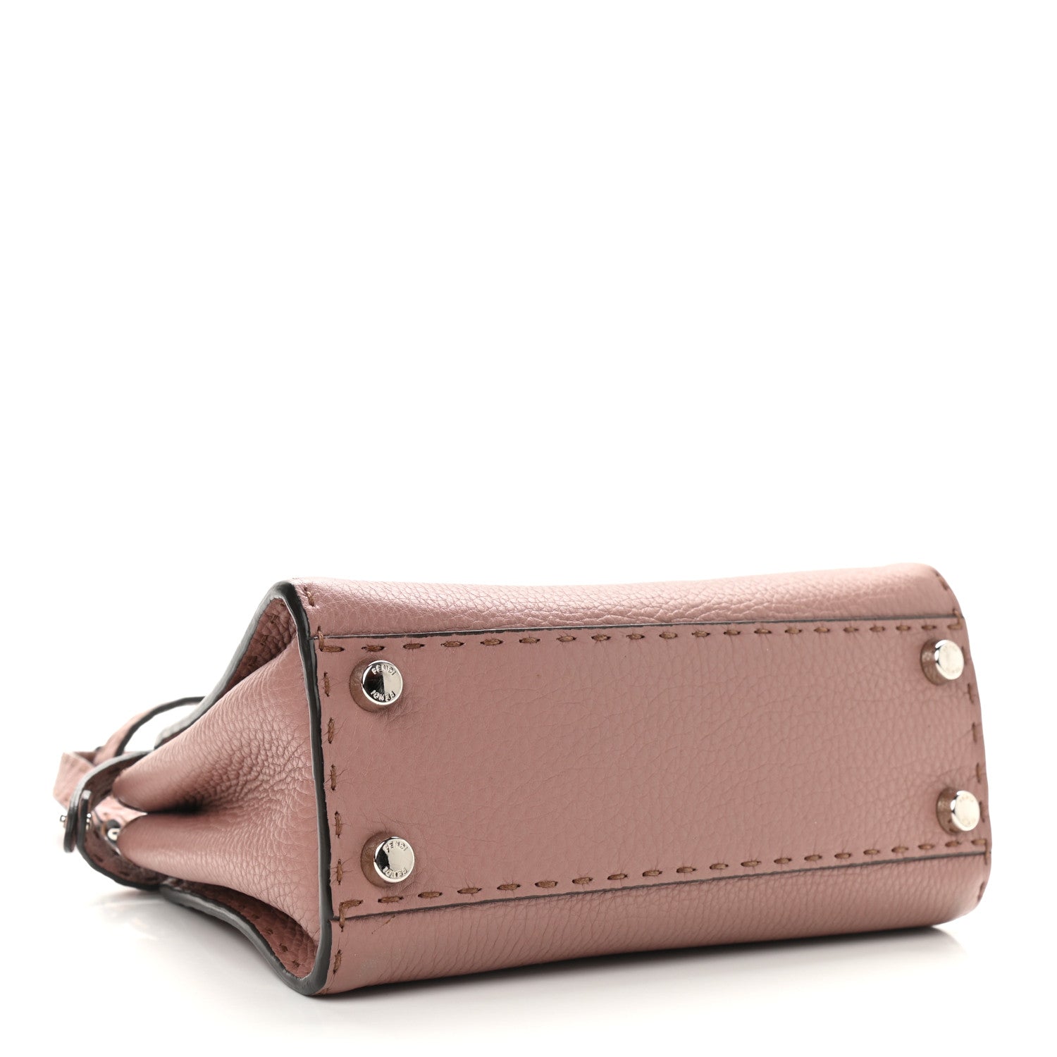 Fendi Cuoio Romano Selleria Bi-Color Mini Peekaboo Iconic Satchel English Rose Camelia 3 of 7
