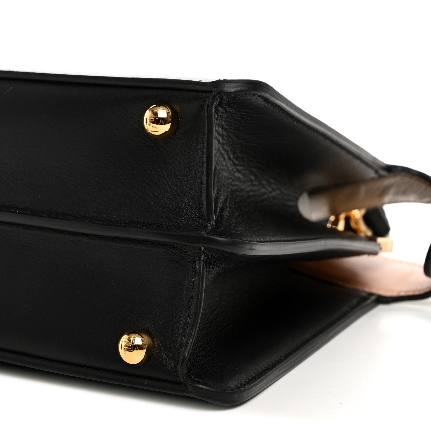 Fendi Vitello Seta Nappa Bi-Color Small Peekaboo I SEE U Satchel Black Light Rose Tortora 11 of 12