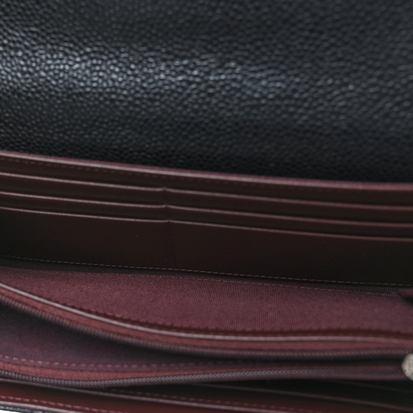 Caviar Quilted Large Gusset Flap Wallet Black